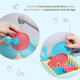 Cute Stone Color Changing Kitchen Sink Toy for Kids, Electric Dishwasher Play Set with Running Water and Faucet