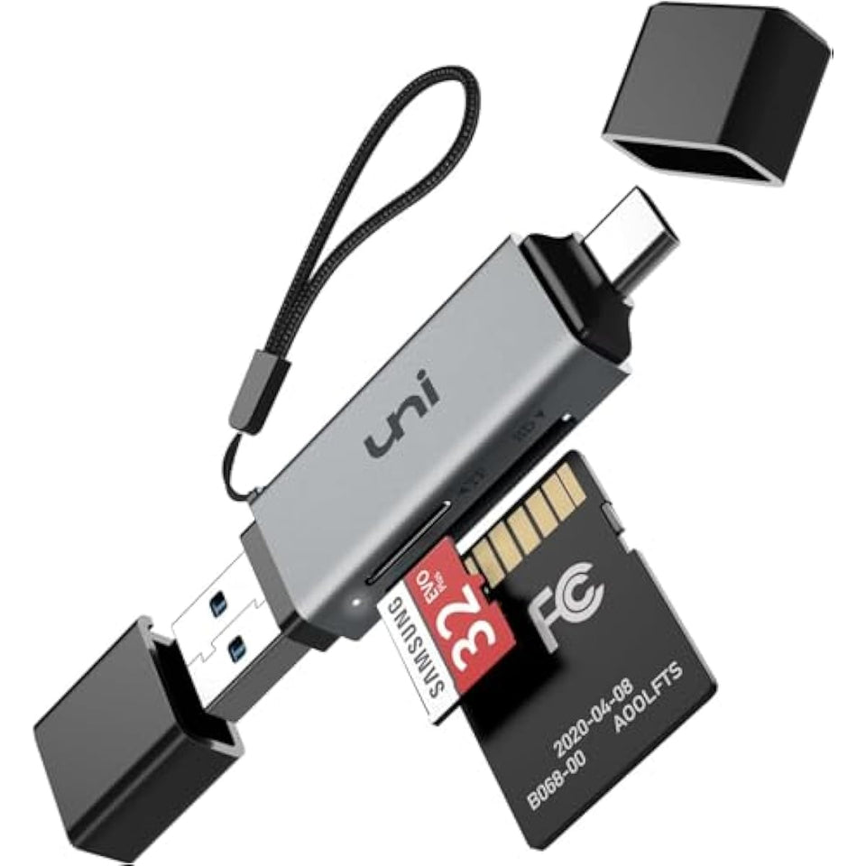 uni high-speed usb c sd card reader, usb 3.0 dual slots, compatible with macbook pro, android galaxy
