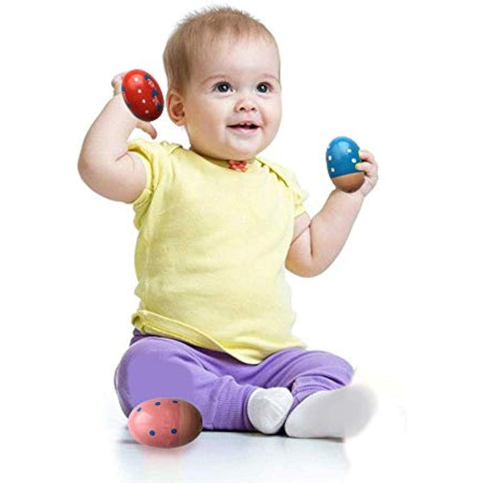 JoFAN 6 Pack Wooden Percussion Musical Shake Eggs Easter Egg Shakers for Kids Boys Girls Toddlers Easter Gifts Easter Basket Stuffers Fillers