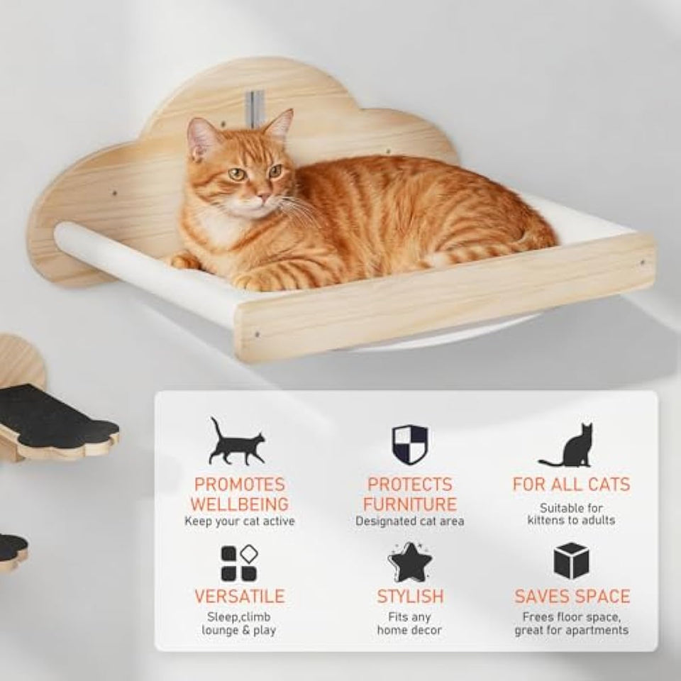 xiaz cat wall hammock mounted bed with 4 climbing steps for indoor cats up to 30lbs