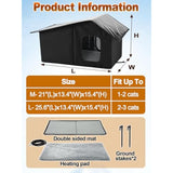Black weatherproof heated cat house for 2-3 feral cats with thermostatic heating pad and escape door