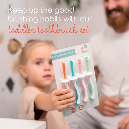 cherish baby care baby toothbrush & toddler toothbrush set (0-2 years) - teal - bpa-free & safety-tested