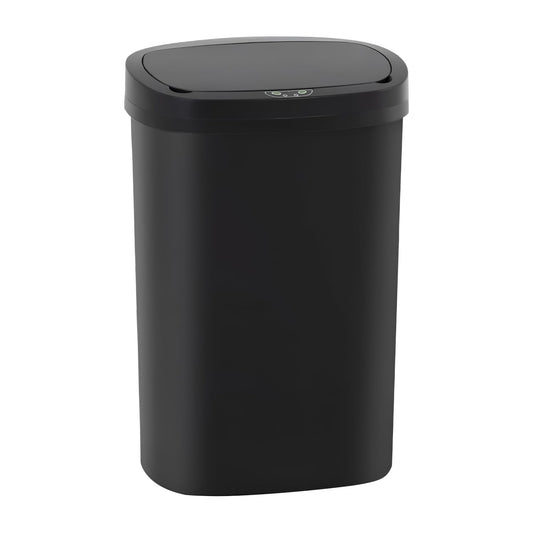 BestOffice | 13 Gallon Trash Can with Lid | Automatic Touchless Garbage Can | Odor Control | Modern Oval Design | Easy to Clean | Plastic | Black | Fits Any Kitchen, Bathroom, Office or Home