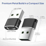 USB to USB-C Adapter for iPhone and Samsung, 4-Pack, Aluminum Alloy, Compact Design