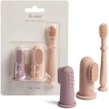 Moonkie Baby Finger Toothbrush Tongue Oral Cleaner Kit for 3 Months +, 3 Pcs, Blush/Pale Mauve/Blush Soft Touch Design