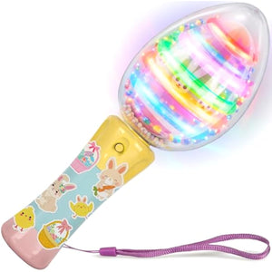 ArtCreativity Easter Egg Magic Ball Wand -7.5" - Custom Egg-Shaped Top Light Up Magic Ball Toy Wands for Kids with Batteries - Flashing LED Wands for Boys & Girls, Fun Gift or Birthday Party Favor