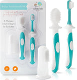 cherish baby care baby toothbrush & toddler toothbrush set (0-2 years) - teal - bpa-free & safety-tested