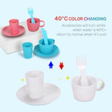 Cute Stone Color Changing Kitchen Sink Toy for Kids, Electric Dishwasher Play Set with Running Water and Faucet