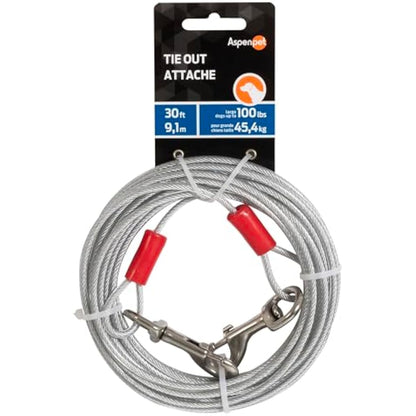 Aspen Pet Dog Tie Out Cable - 1700 lbs Break Strength - 30ft Cable