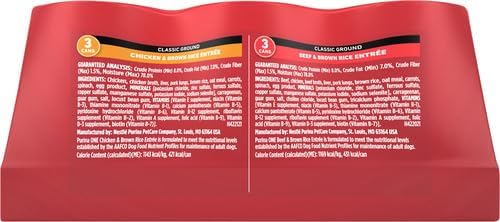 Purina ONE Classic Ground Chicken and Brown Rice, and Beef and Brown Rice Entrees Wet Dog Food Variety Pack, 6 count, 13 oz cans