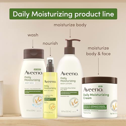 aveeno daily moisturizing body wash for sensitive skin + prebiotic oat, gentle on dry skin, 2 fl. oz travel size