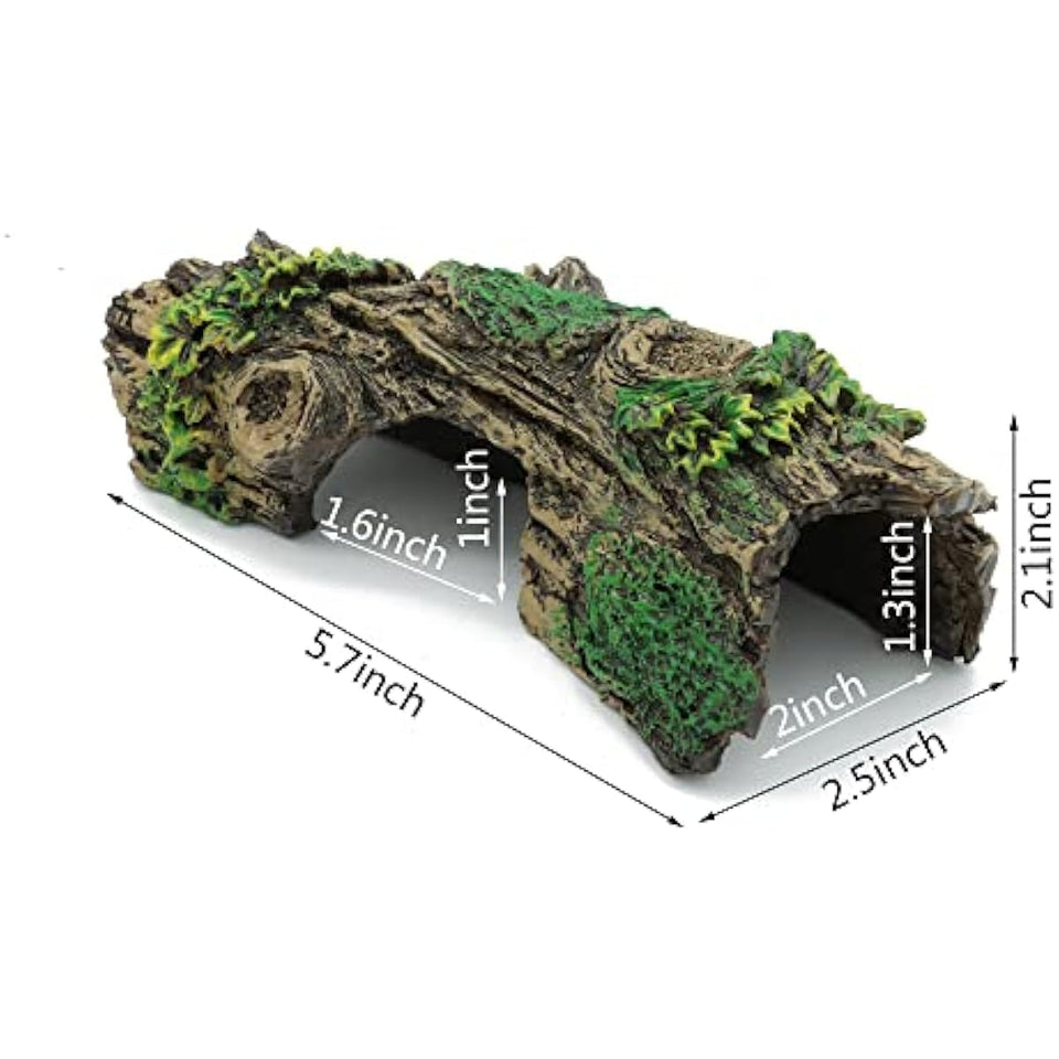 JIH Aquarium Decorations Resin Hollow Tree Trunk Ornament, Bettas House Cave Wood House Decor for Fish Tank (HS-SP207)