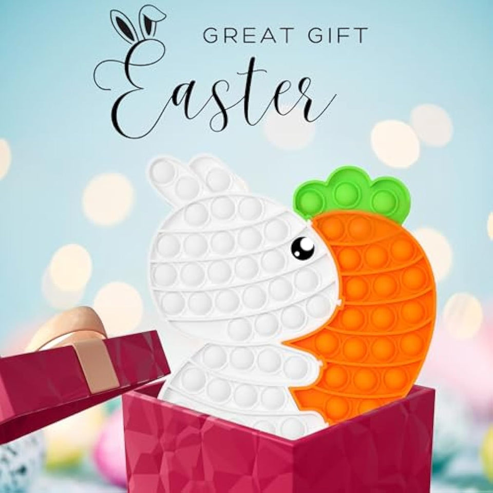 white easter bunny poppers bunny carrot pop bubble fidget sensory toys puzzle popper for kids toddler gift development toy