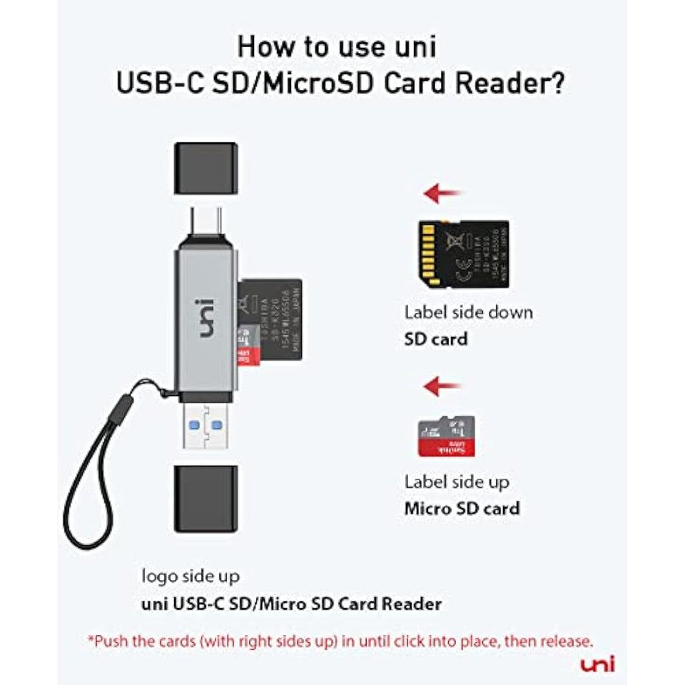 uni high-speed usb c sd card reader, usb 3.0 dual slots, compatible with macbook pro, android galaxy