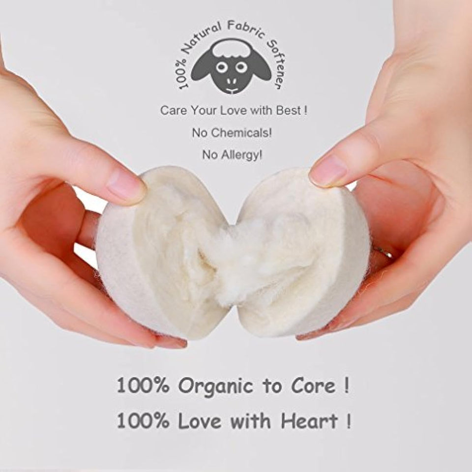 wool dryer balls organic xl 6-pack 100% new zealand wool chemical free softener for 1000+ loads baby safe