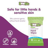 Boogie Antibacterial Hand Wipes, 100 Total Wipes, 5 Packs of 20, Alcohol Free, Hypoallergenic, Moisturizing Aloe for Kids and Adults