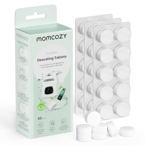 Momcozy Official Descaling Tablets, Compatible KleanPal Pro Baby Bottle Washer, Descaler for Milk & Limescale Removal, 30 Count