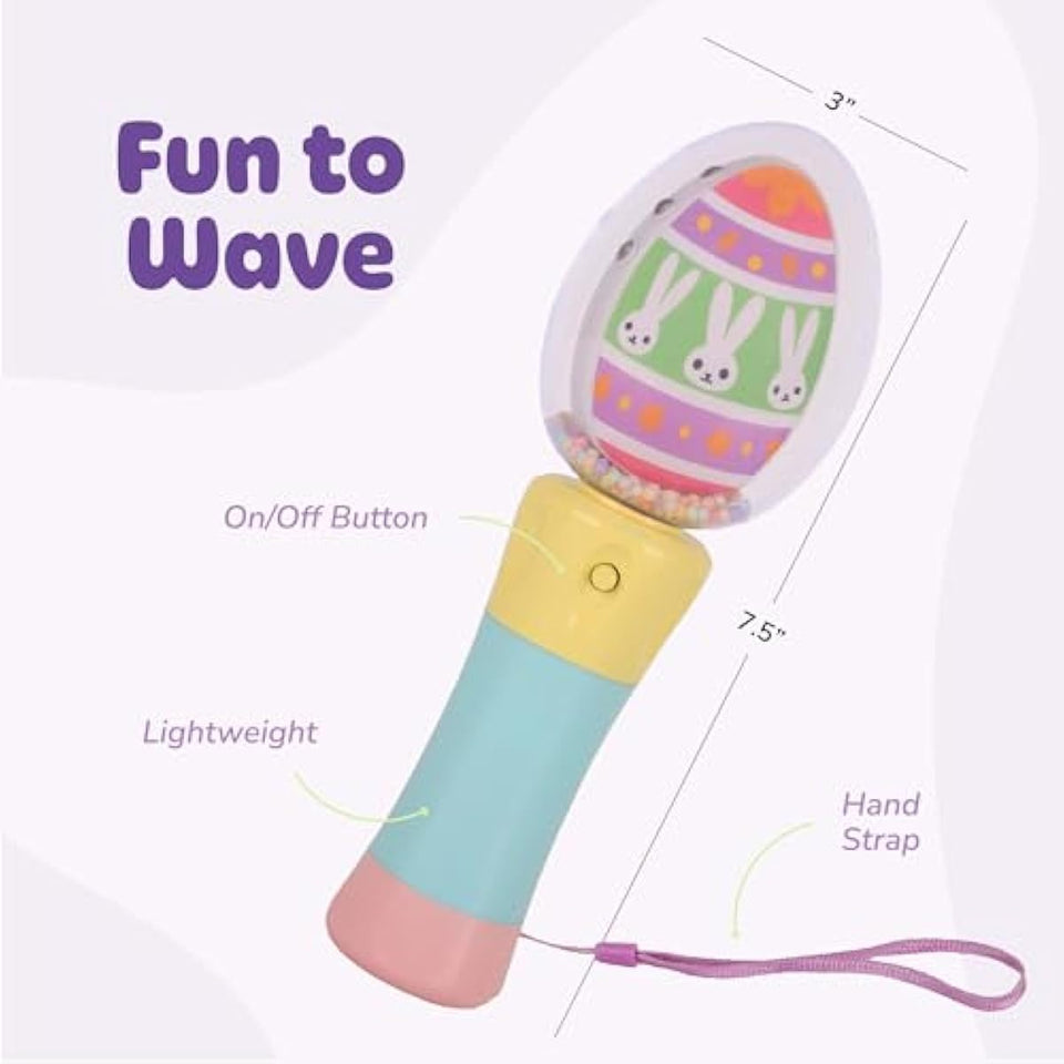 ArtCreativity Easter Egg Magic Ball Wand -7.5" - Custom Egg-Shaped Top Light Up Magic Ball Toy Wands for Kids with Batteries - Flashing LED Wands for Boys & Girls, Fun Gift or Birthday Party Favor