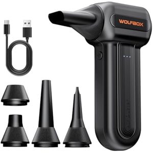 WOLFBOX MF60 Compressed Air Duster-110000RPM Super Power Electric Air Duster, 3-Speed Adjustable Rechargeable Cordless Air Blower with Fast Charging for PC Keyboard Cleaning, Car, Home, 5 Nozzle