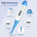 boncare 10 seconds oral thermometer for adults and kids accurate safe rectal thermometer for baby with fever alarm digital thermometer light blue