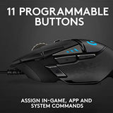 Logitech G502 Hero High Performance Wired Gaming Mouse with Hero 25K Sensor, RGB, Adjustable Weights, 11 Programmable Buttons - Black