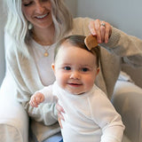 Dr. Brown's Soft and Safe Baby Brush + Comb for gentle hair care and cradle cap prevention, soft bristles, durable wood