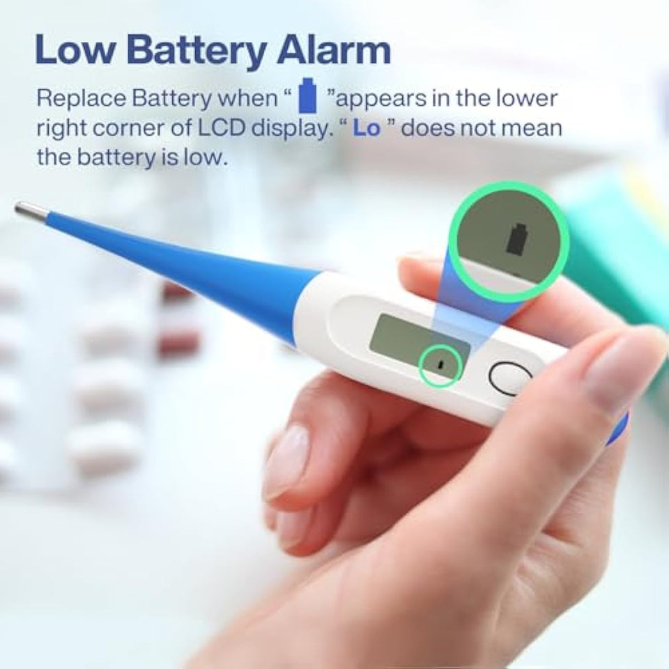 boncare 10 seconds oral thermometer for adults and kids accurate safe rectal thermometer for baby with fever alarm digital thermometer light blue