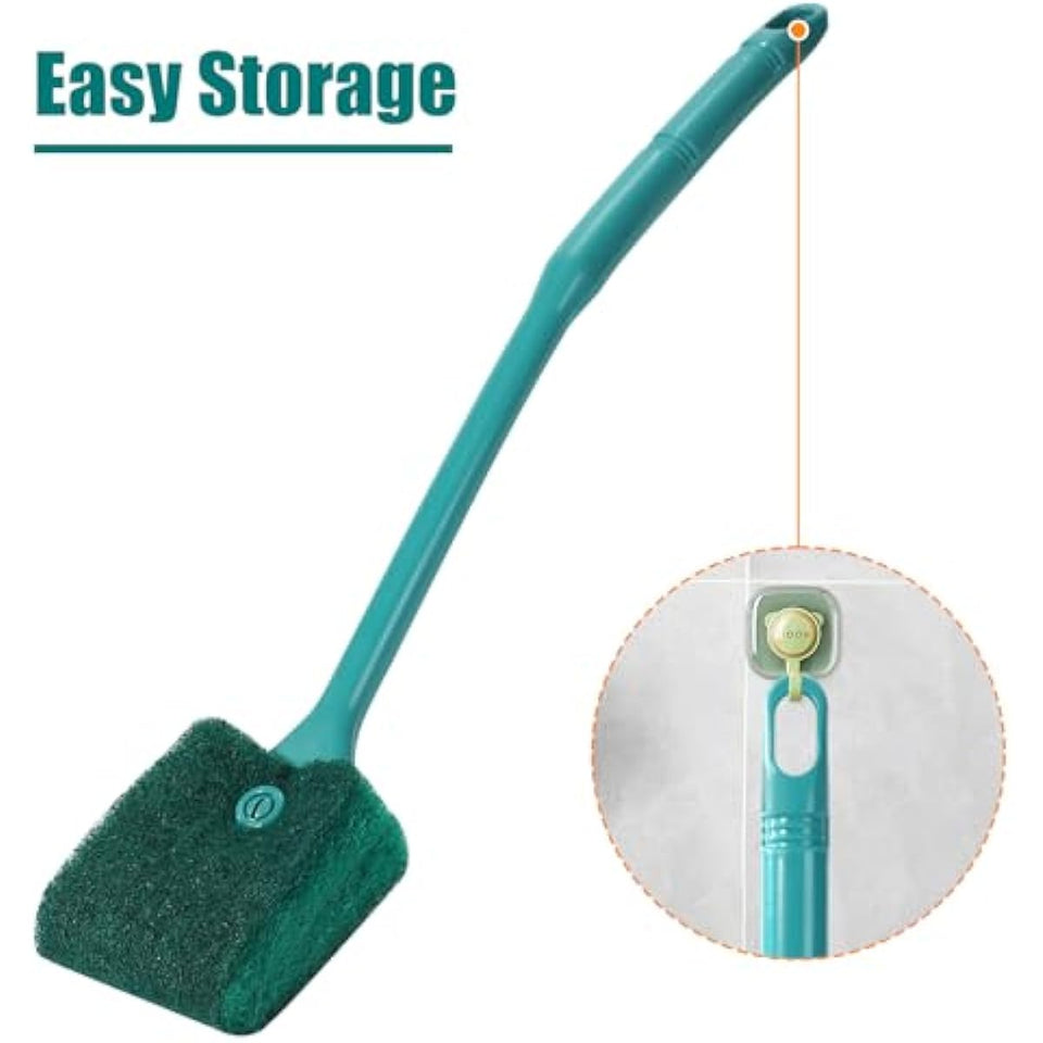 AQUANEAT Aquarium Double Sided Sponge Brush Algae Scraper with Long Handle for Glass Tanks