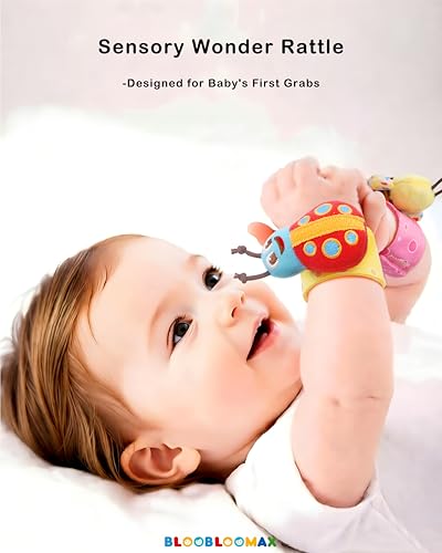 Bloobloomax soft rattle socks and foot finder set for infant girls and boys 0-36 months, baby shower gifts
