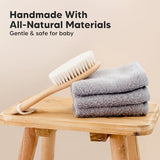 keababies wooden baby hair brush for toddler girls boys cradle cap soft goat bristles walnut regular