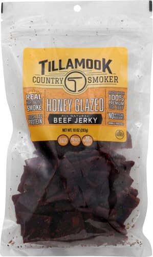 Tillamook country smoked honey glazed beef jerky, 10 oz, premium protein snack