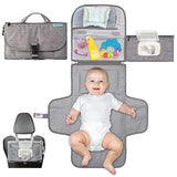 Kopi Baby Portable Diaper Changing Pad - Grey, Classic, 7.35 x 11.5 inches, Foldable, Infant Travel Station Kit, Newborn Gift