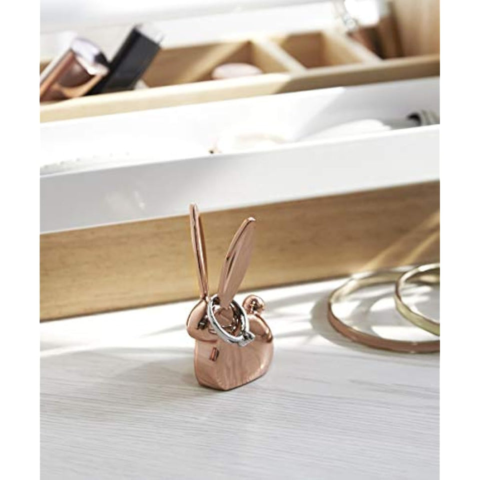 Umbra Anigram Bunny Ring Holder in Copper Finish, Small, Compact, Modern Animal Shape