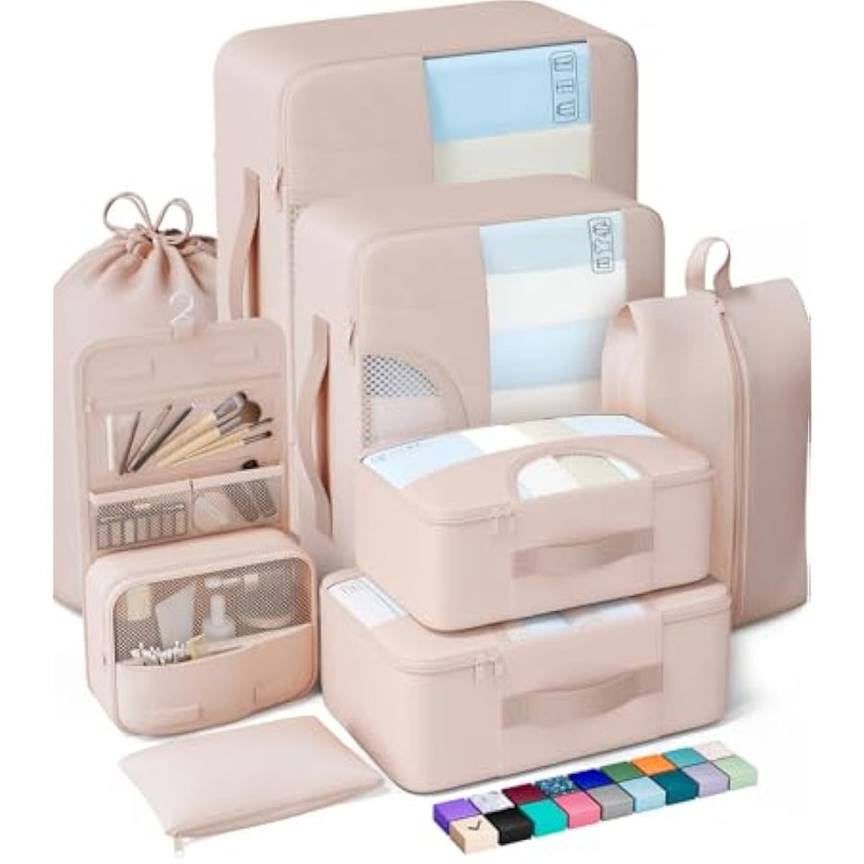 vekens 8-set packing cubes nylon organizer bags for beach vacation cruise ship travel essentials suitcase