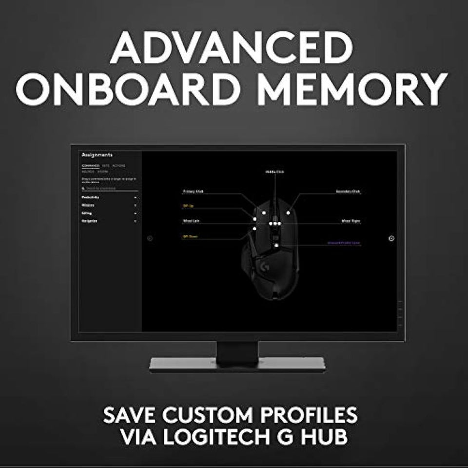 Logitech G502 Hero High Performance Wired Gaming Mouse with Hero 25K Sensor, RGB, Adjustable Weights, 11 Programmable Buttons - Black