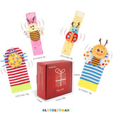 Bloobloomax soft rattle socks and foot finder set for infant girls and boys 0-36 months, baby shower gifts