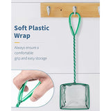 Pawfly green braided metal handle square aquarium net for fish tanks and small koi ponds