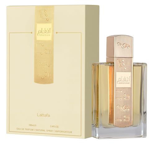Lattafa Angham Unisex Long-Lasting Eau de Parfum, Citrus, Lavender, Musk, Amber, Vanilla, 3.40 Ounce / 100 ml