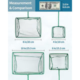 Pawfly green braided metal handle square aquarium net for fish tanks and small koi ponds