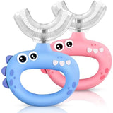 Toddler U Shaped Toothbrush for Kids Ages 1-2, 2-4, Baby Soft Silicone, 360° Mouth Cleaning Design, 2 PCS