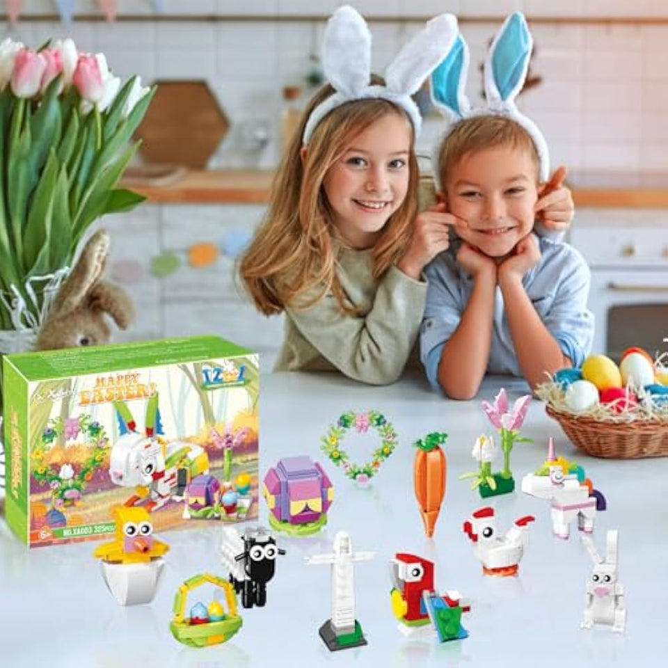 12-piece easter rabbit building blocks set for kids 6+