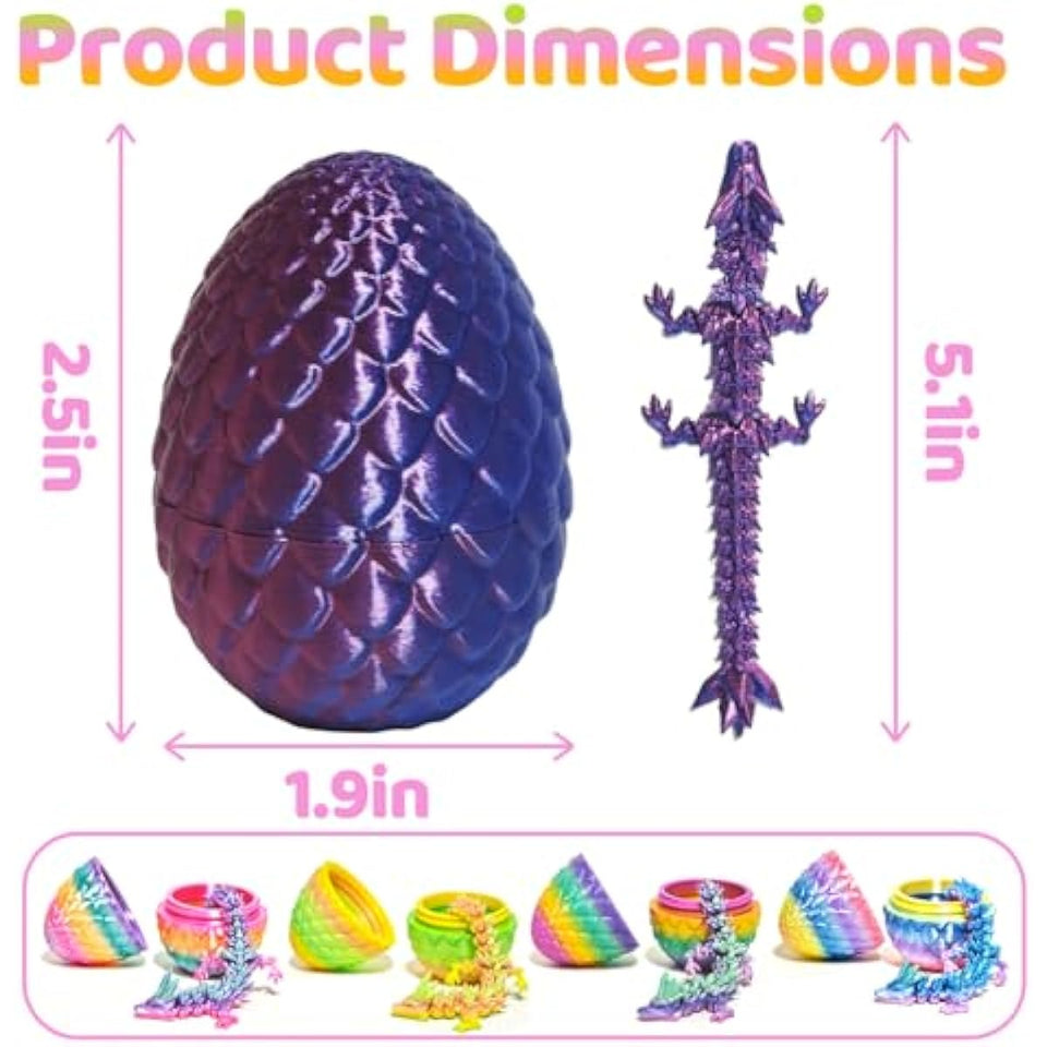 12PCS 3D Printed Easter Eggs with Dragons Inside, Easter Surprise Dragon Eggs, 3D Printed Animals, Easter Basket Stuffers,Fidget Toys Gifts
