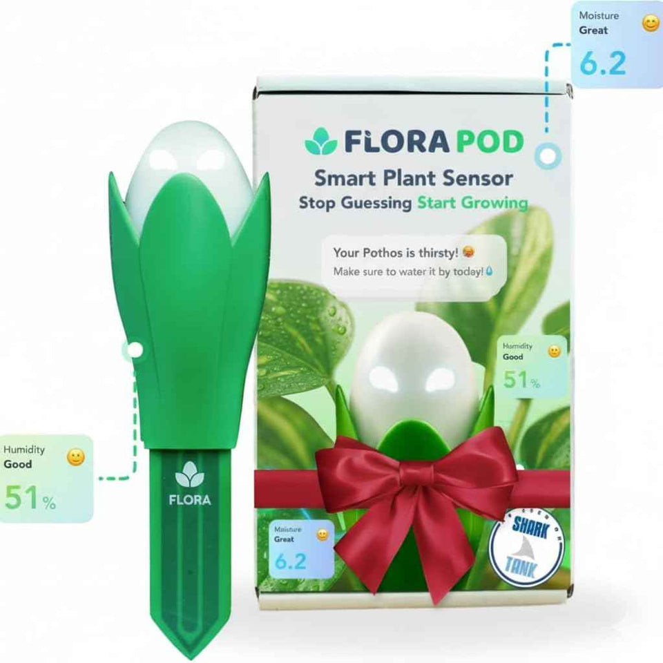 Flora Pod AI-Powered Smart Plant Monitor | for Indoor or Outdoor Plants | Personalized Alerts for Moisture, Temperature, Humidity, and Light