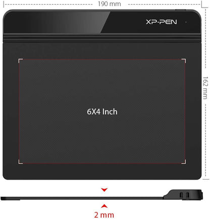xppen starg640 6x4 inch digital art tablet battery-free stylus pen mac windows chromebook