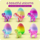 Dan&Darci Unicorn Hatching Surprise Eggs for Kids - Easter Basket Stuffers - 6 Pack Grows 600% - Toys for Girls 3-8 - Easter Crafts - Party Favors for 3+ Year Old Girl - Gifts for Ages 3 4 5 6 7 8