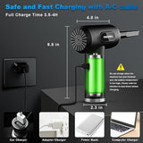 3-gear adjustable electric air duster with led light, rechargeable cordless air blower for keyboard cleaning (black)
