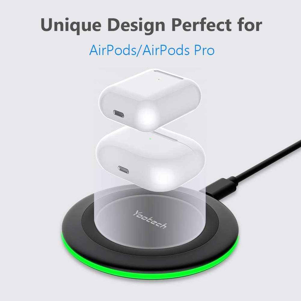 Yootech Wireless Charger,10W Max Wireless Charging Pad Compatible with iPhone 17/17 Pro/17 Pro Max/Air/16/15/14/13/SE 2022/12/11,Samsung Galaxy S25/S24/S23,for AirPods Pro 3(No AC Adapter)