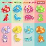 Montessori wooden puzzles for toddlers, 8pcs dinosaur egg matching, educational preschool learning toys