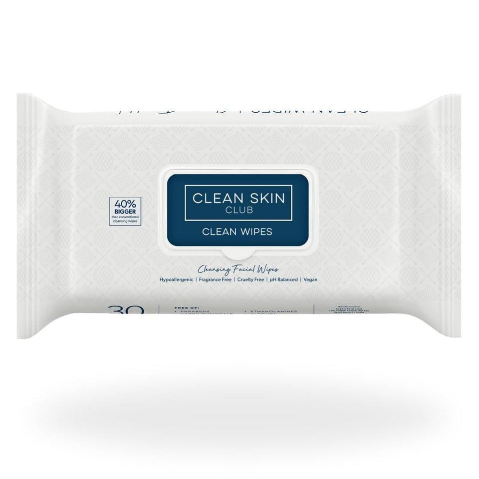 Clean Skin Club XL Premium fragrance-free face wipes, extra moist makeup remover w/ exfoliating side, (30 Ct)
