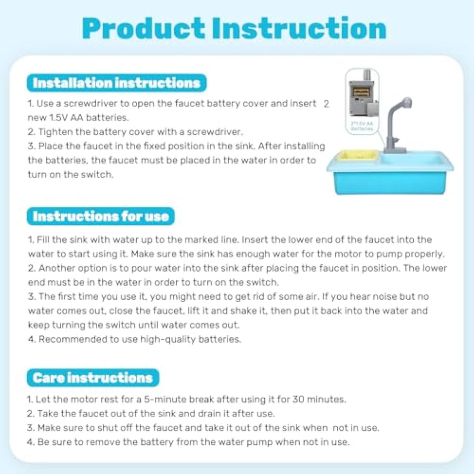 Cute Stone Color Changing Kitchen Sink Toy for Kids, Electric Dishwasher Play Set with Running Water and Faucet